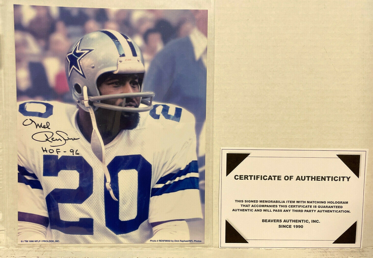 MEL RENFRO DALLAS COWBOYS SIGNED AUTOGRAPHED 8X10 PHOTO + ULTRA PRO TOPLOADER
