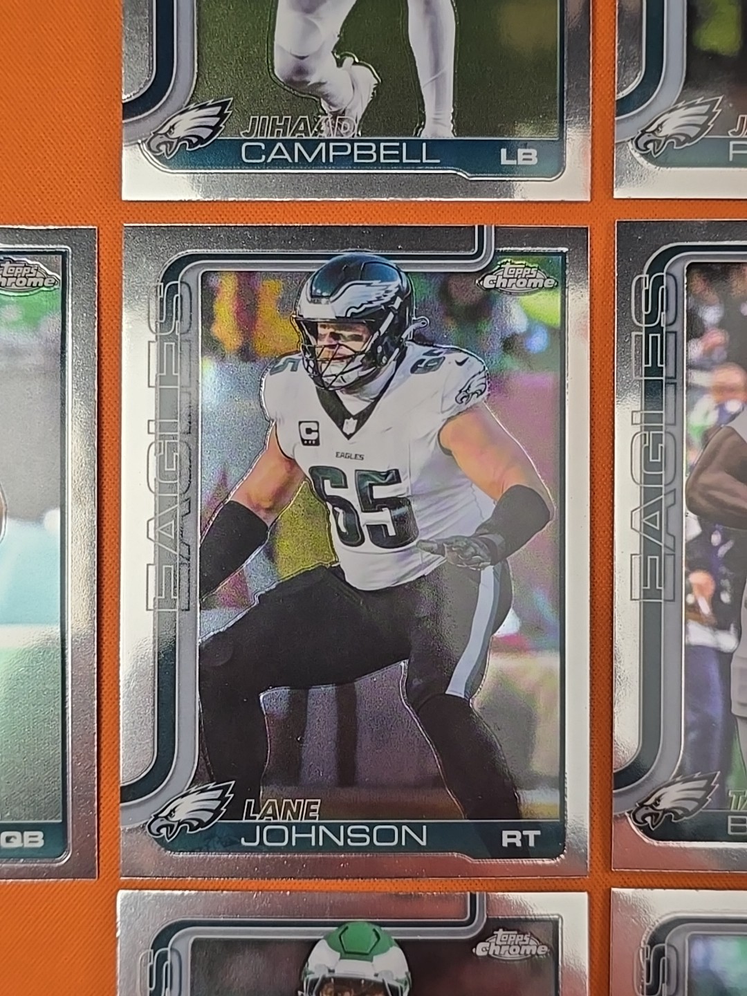 🟢🦅⚪️ 2025 TOPPS CHROME PHILADELPHIA EAGLES COMPLETE BASE TEAM SET(13 CARD LOT)