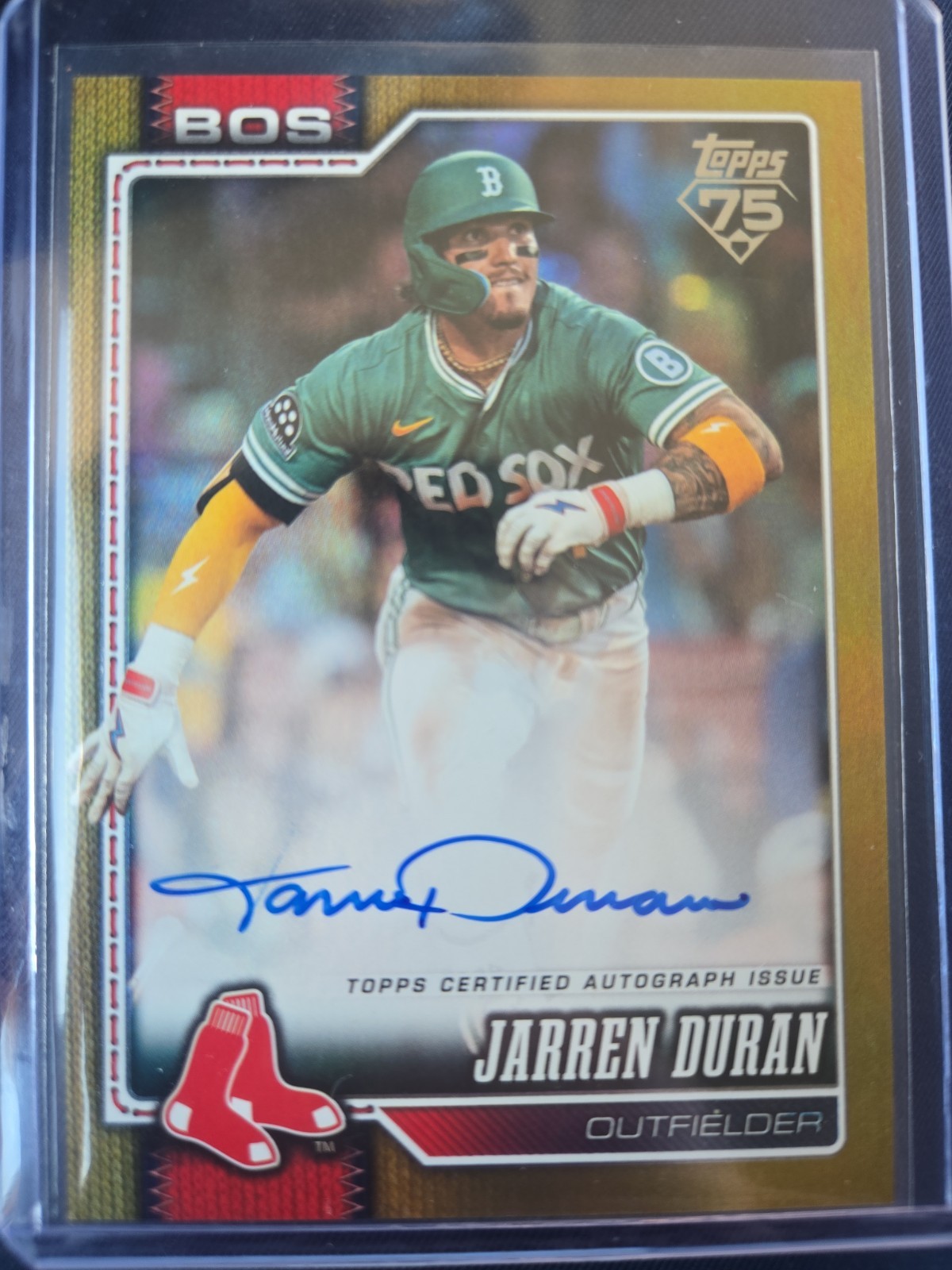 Jarren Duran 2026 Topps Series 2 Gold Flagship Autograph 16/50 Jersey # Match!!
