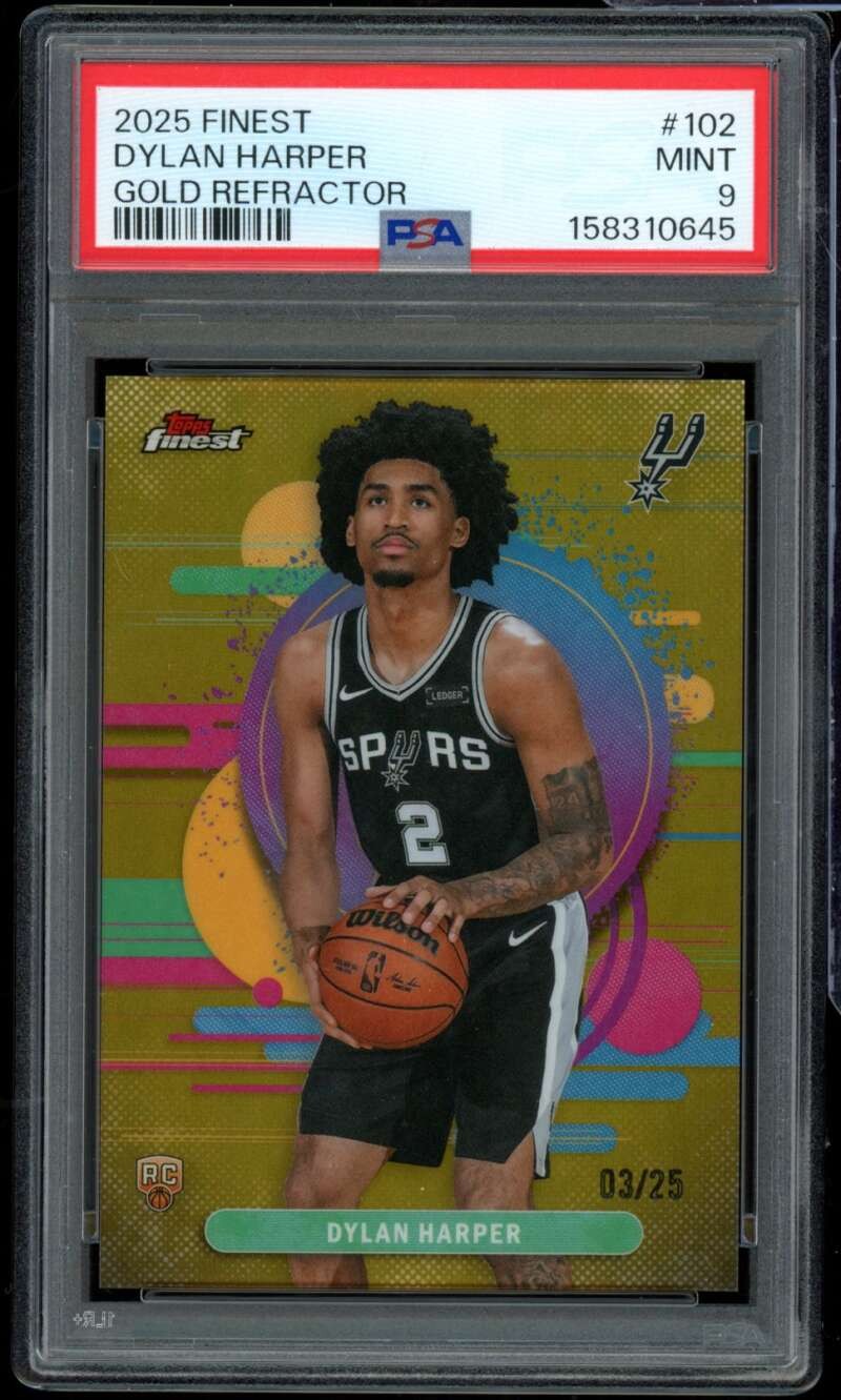 Dylan Harper Rookie Card 2025-26 Finest Gold Refractor (3/25) #102 PSA 9
