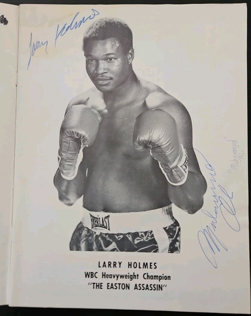 1978 Vintage LARRY HOLMES Auto Program Promo Brochure With Auto Of MUHAMMAD ALI