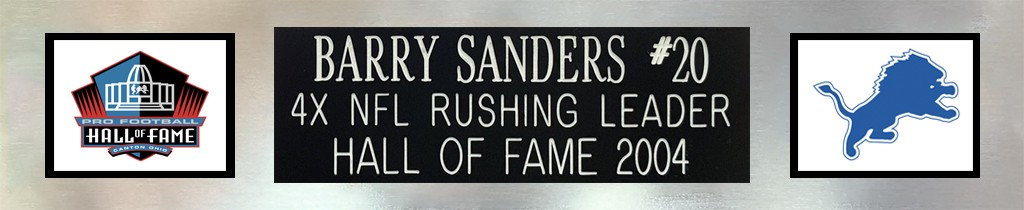 Barry Sanders Autographed & Framed Blue Lions Jersey Beckett COA