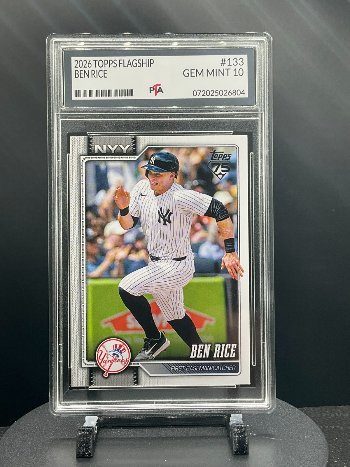 2026 Topps Flagship #133 Ben Rice New York Yankees Graded GEM MINT PTA 10🔥