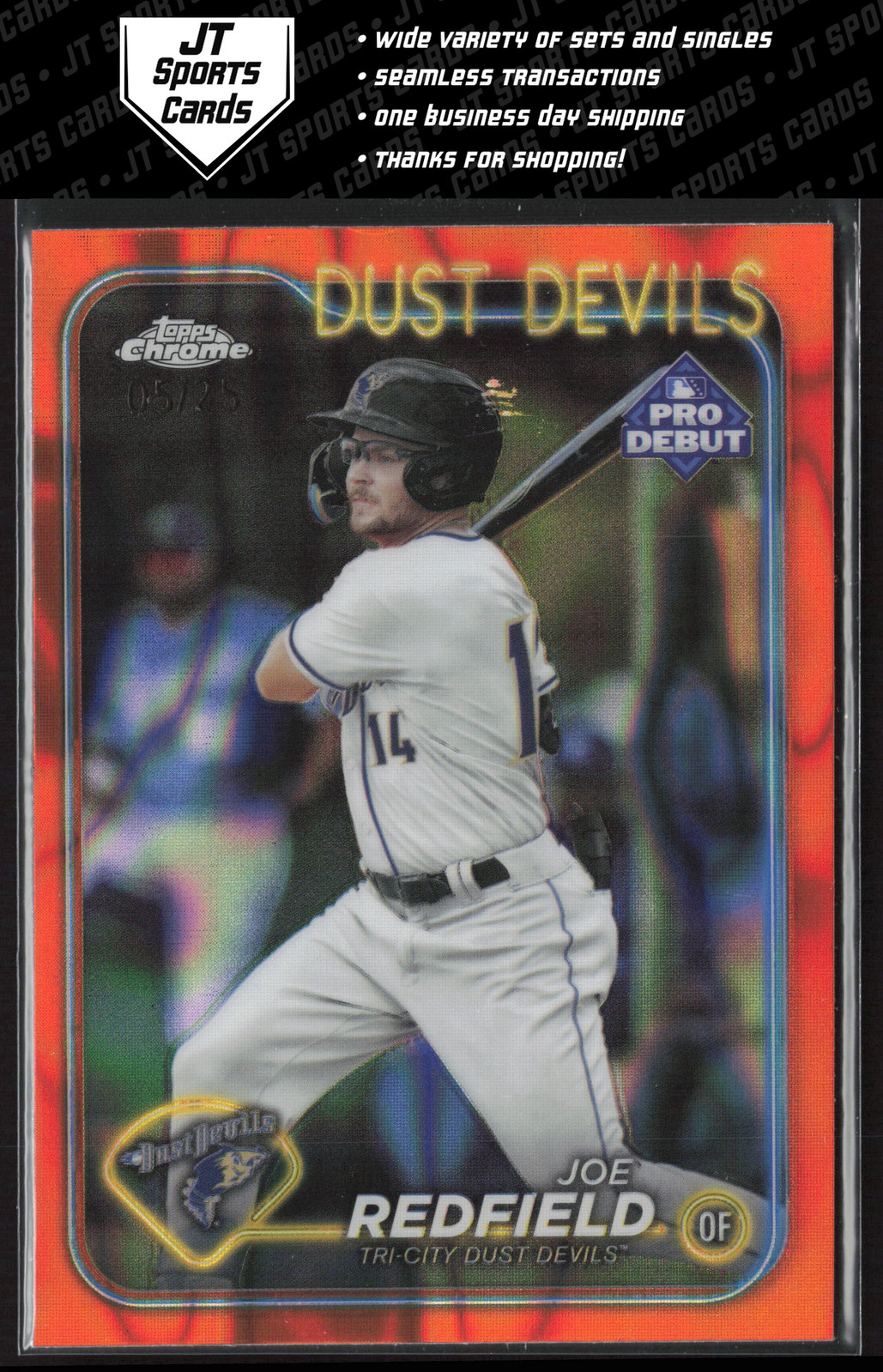 2024 Topps Pro Debut Joe Redfield PDC-5 Orange Lava Refractor /25 Angels