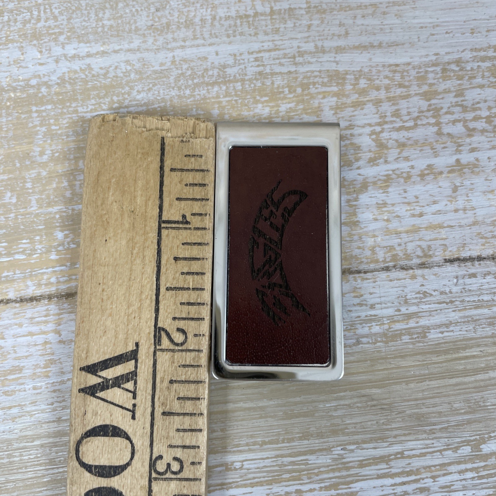 Eagles Money Clip Souvenir 2014 Silver w/Brown Backing Engraved Logo New w/Box