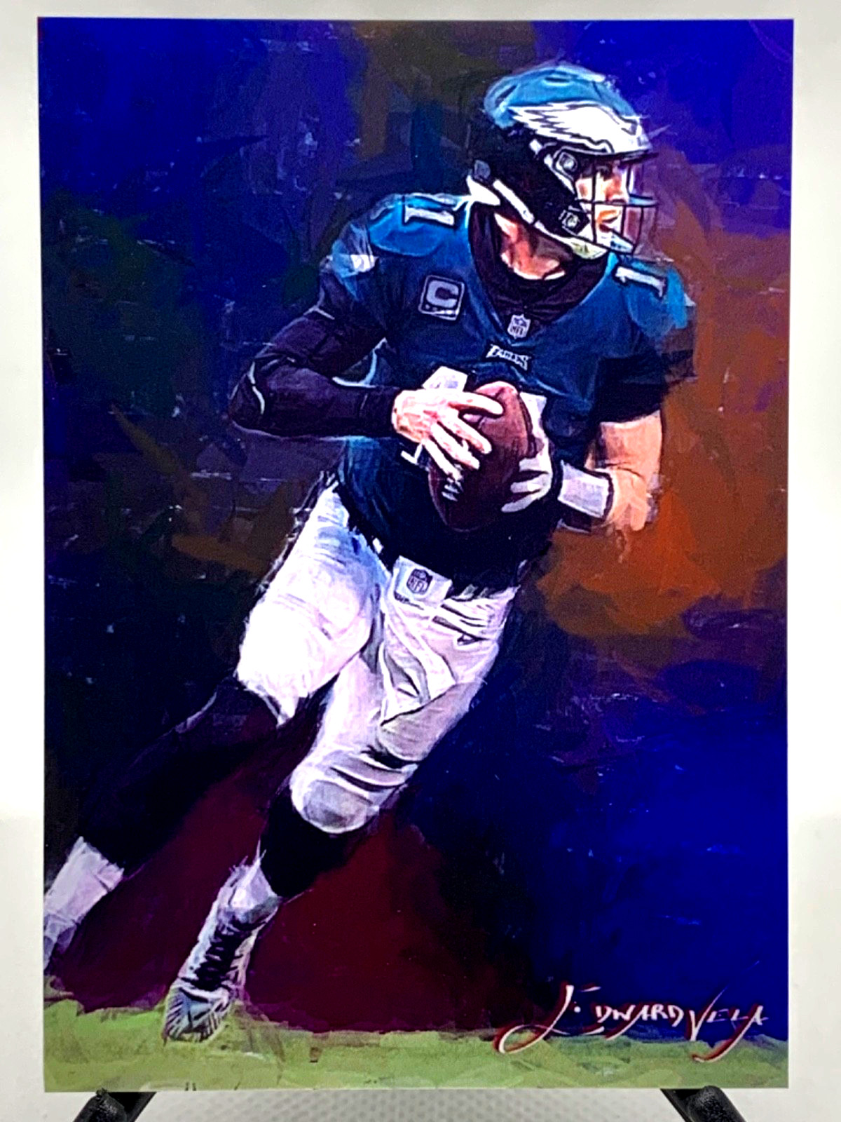 Carson Wentz 21/50 Limited Edition Signed Edward Vela card (Football)