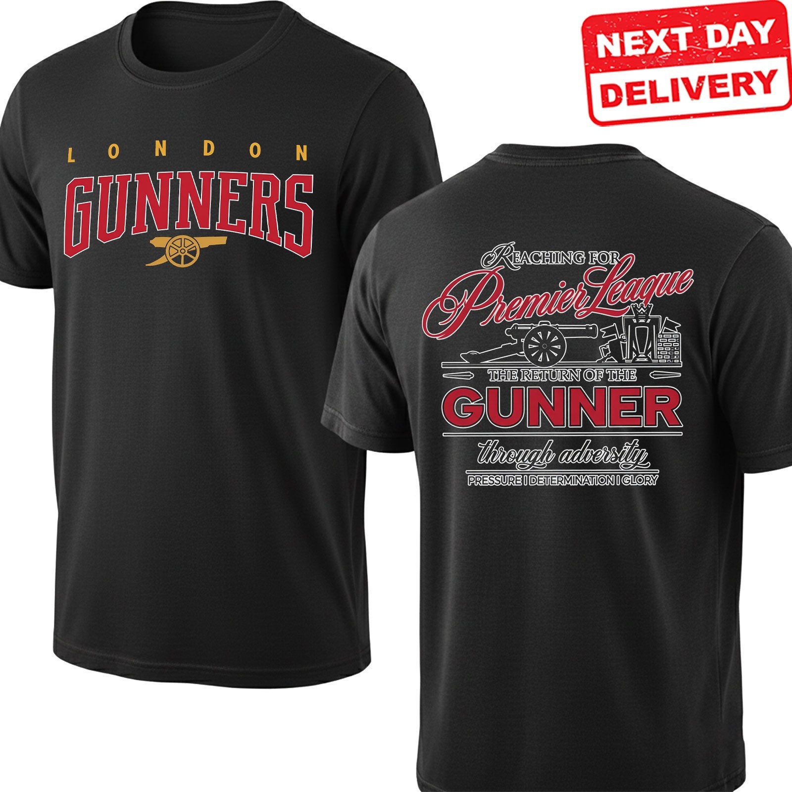 Arsenal London Gunners T-Shirt Premier League Champions 2025-26 Graphic Tee