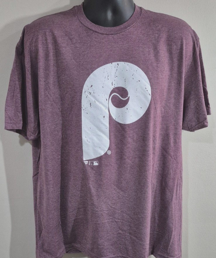 Philadelphia Phillies T-shirt Throwback Phils Heather Maroon Gildan Soft Style T
