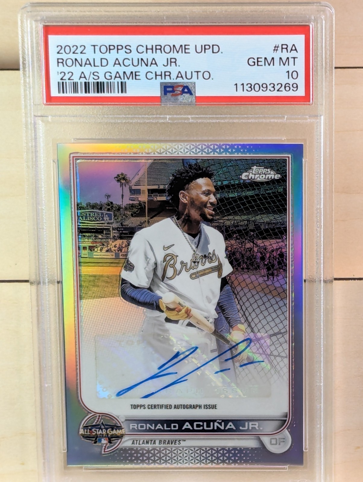 2022 Topps Chrome Update Ronald Acuna Auto All Star Game PSA 10 Pop 7 (1:2,931)