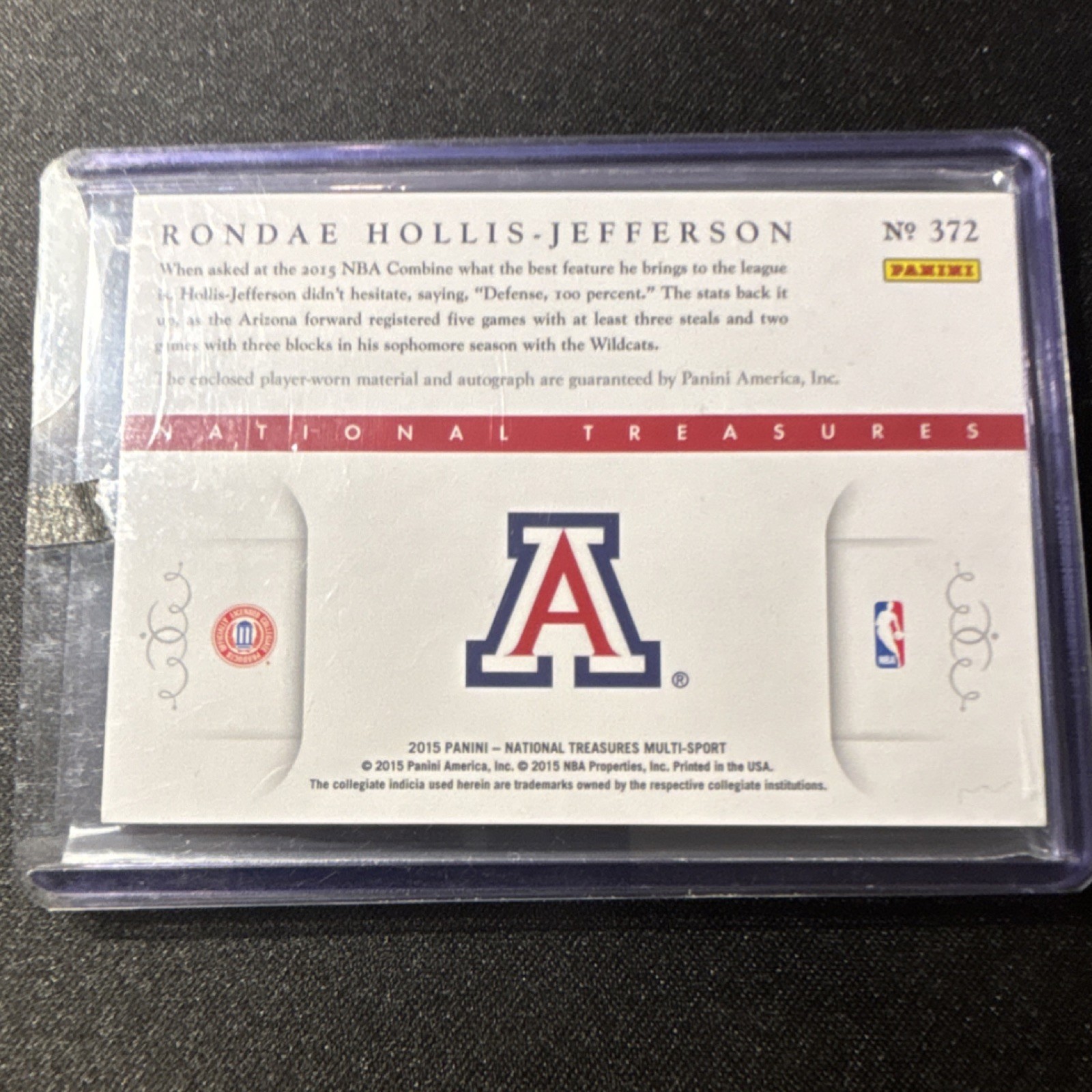 2015 Panini National Treasures Rookie Patch Auto #372 /5 Hollis-Jefferson