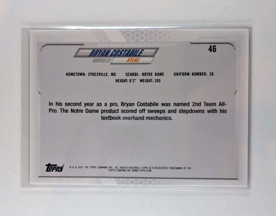 Bryan Costabile 2021 Topps Premier Lacrosse PLL First Edition #46 Pink /15