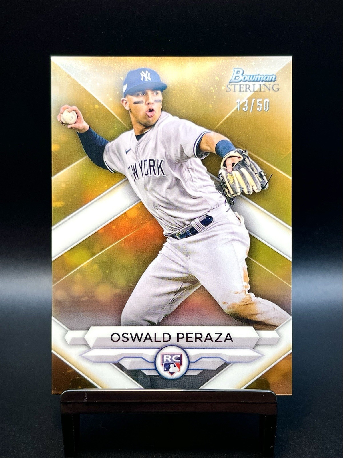 2023 Bowman Sterling Rookies #BSR-30 Oswald Peraza GOLD REFRACTOR /50 RC Yankees