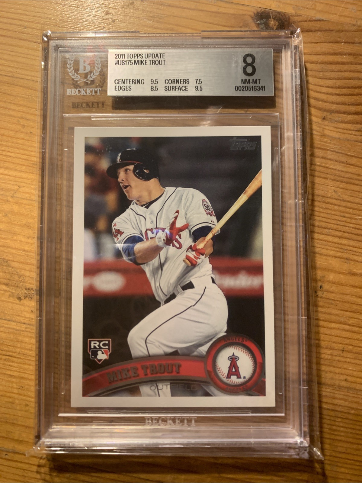 2011 Topps Update Mike Trout RC #US175 BGS 8 NM-MT