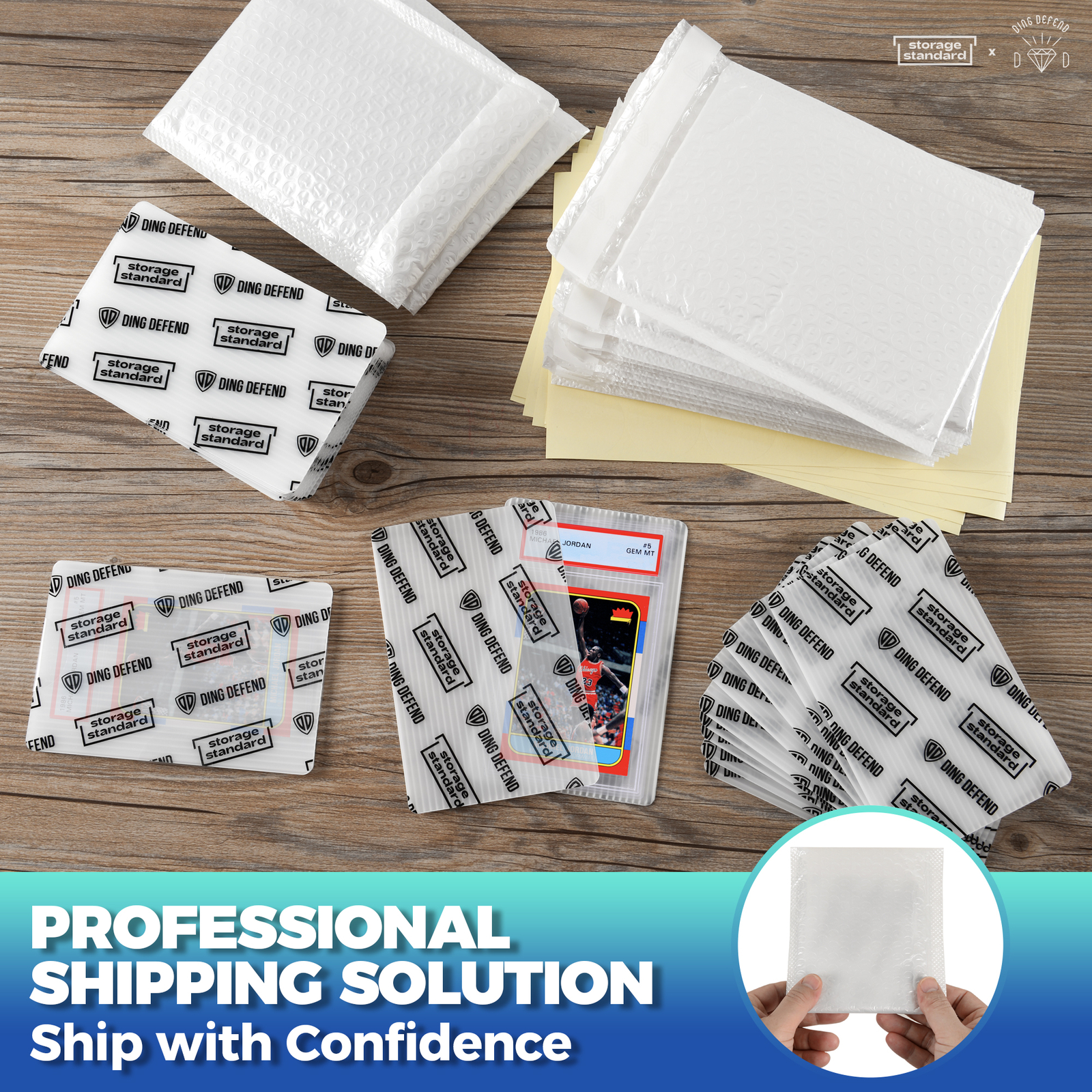 Ding Defend Card Shipping Kit Envelope Bubble Mailers – 110 4’’ x 6’’ Protectors
