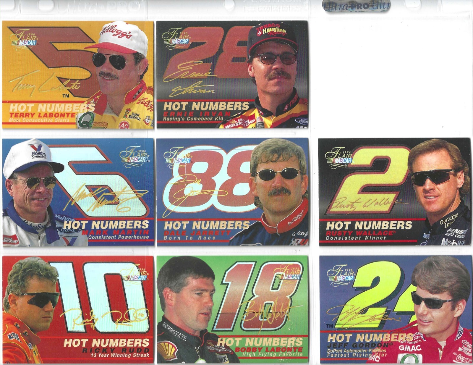 1996 Flair HOT NUMBERS #8 Mark Martin-Straight from Pack to page-1 CARD ONLY!