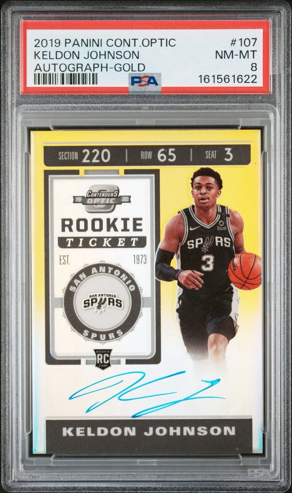 2019 PANINI CONTENDERS OPTIC AUTOGRAPHED KELDON JOHNSON GOLD ROOKIE CARD /10