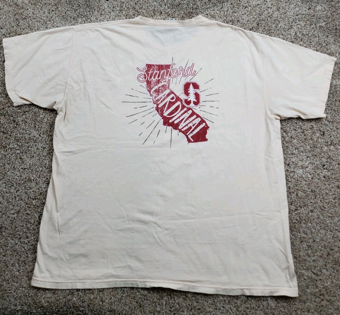 Stanford University T Shirt 2XL Men Beige Short Sleeve Comfort Colors California