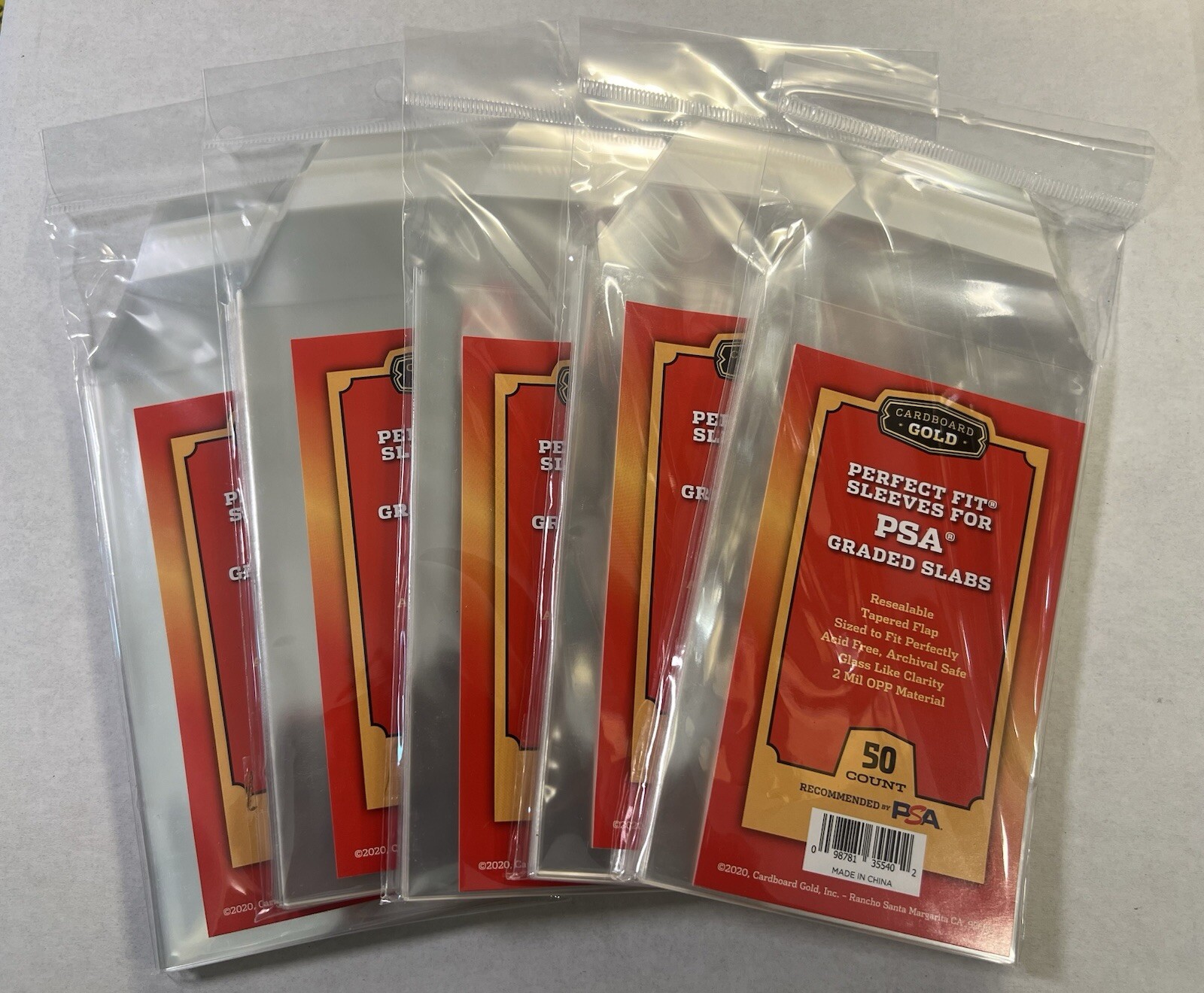 Cardboard Gold PSA Perfect Fit Resealable Graded Card Sleeves: 100 and 250 Count