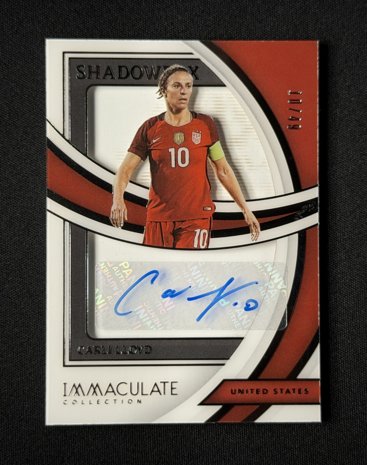 Carli Lloyd 💥⚽ SHADOWBOX AUTO SILVER JERSEY # 10/49! 2022-23 Panini Immaculate