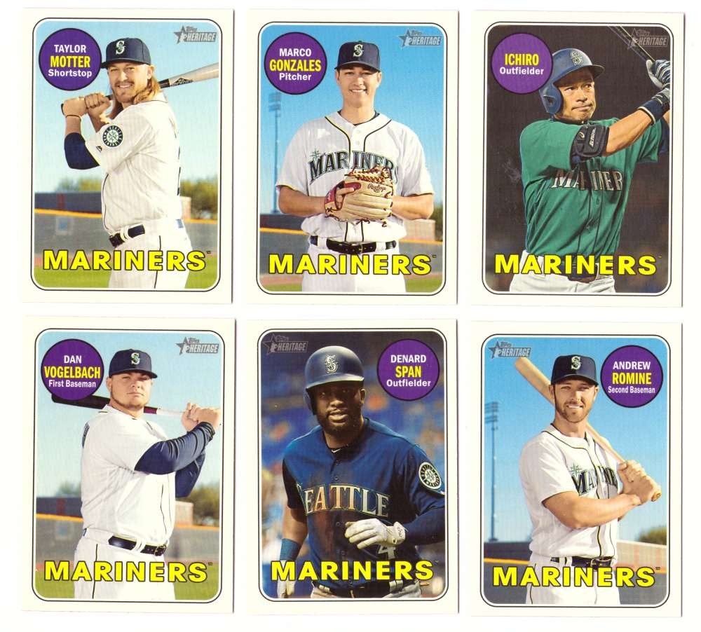 2018 Topps Heritage High Numbers 501-725 – SEATTLE MARINERS Team Set