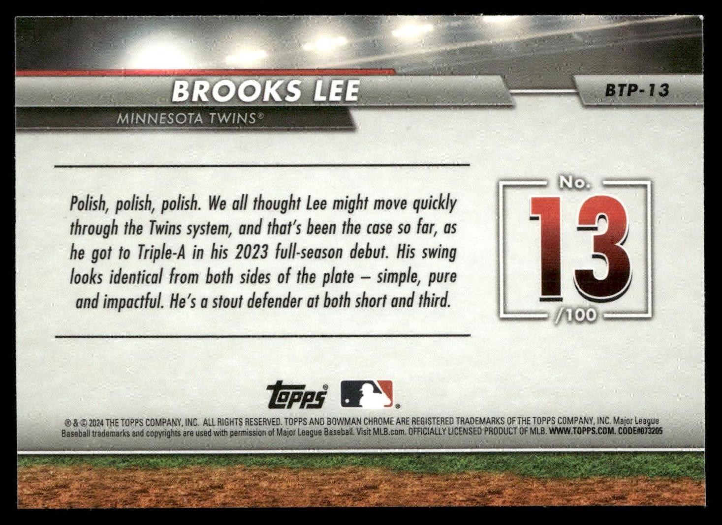 2024 Bowman #BTP-13 Brooks Lee Bowman Scouts’ Top 100
