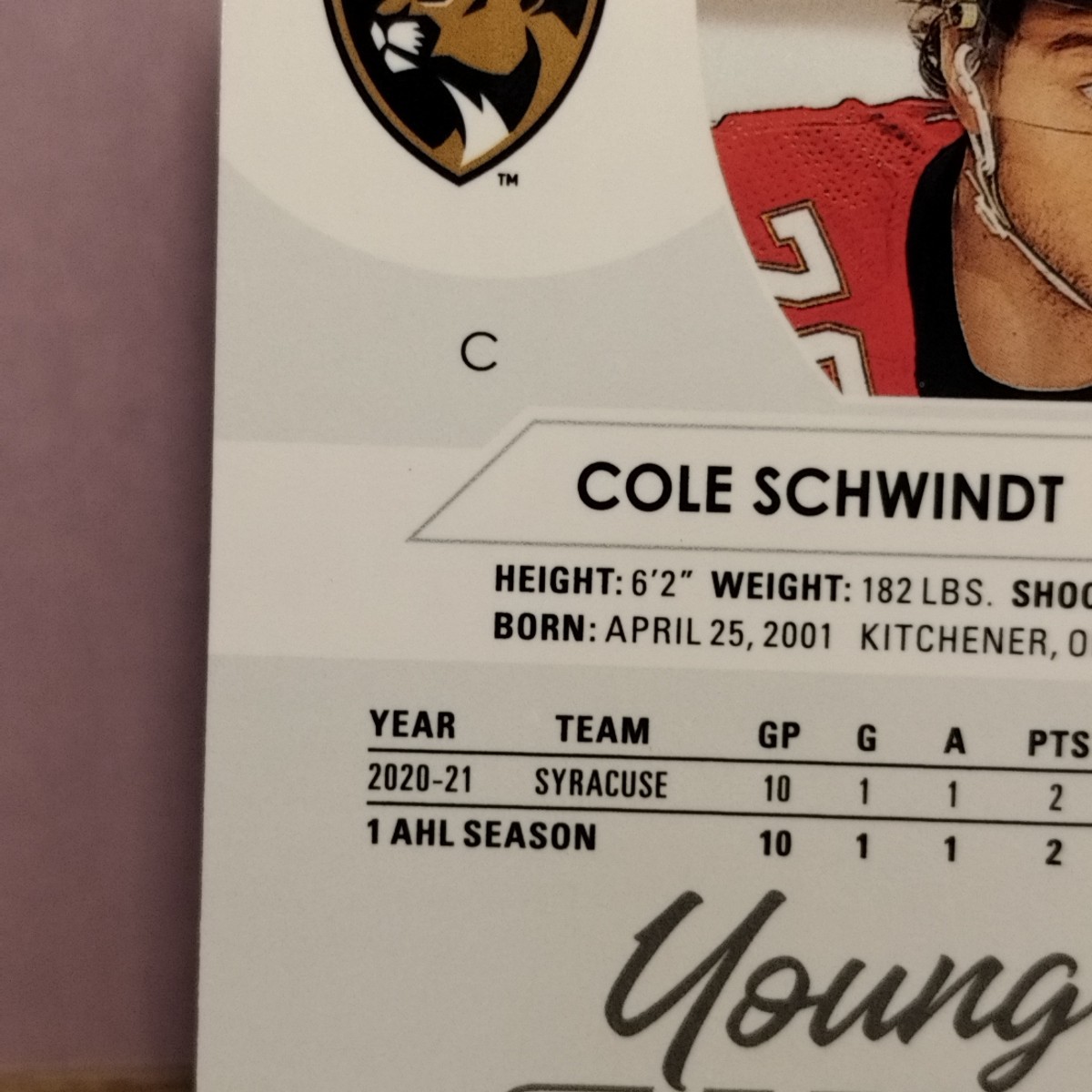 2021-22 Upper Deck Extended Series – Young Guns Cole Schwindt #721 (RC)
