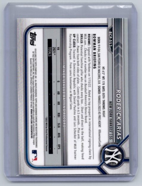 2022 Bowman Sapphire – Roderick Arias #BCP-153