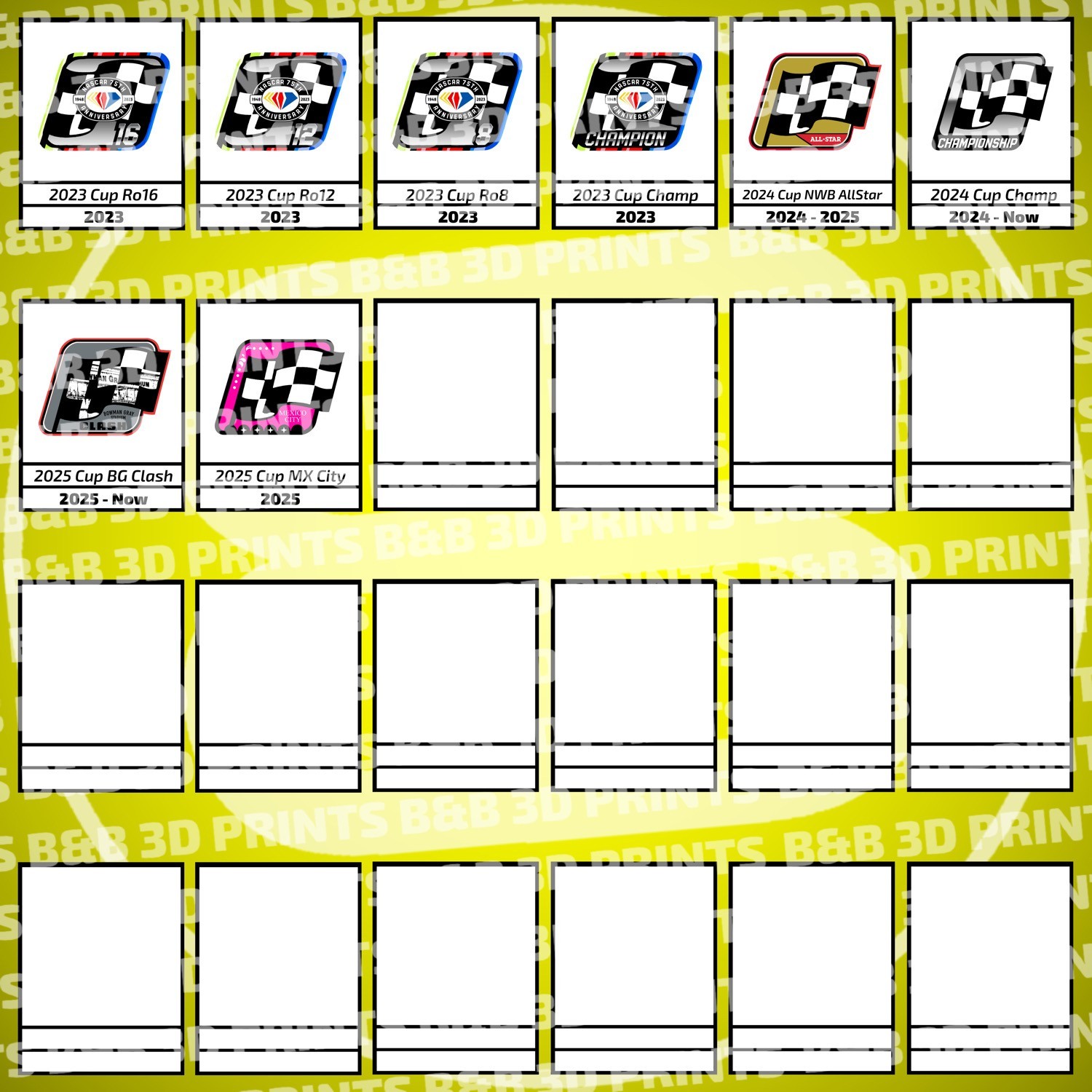 NASCAR 1:1 Custom Win Stickers 1/24 Diecast 75th All Star Clash Cup Playoffs