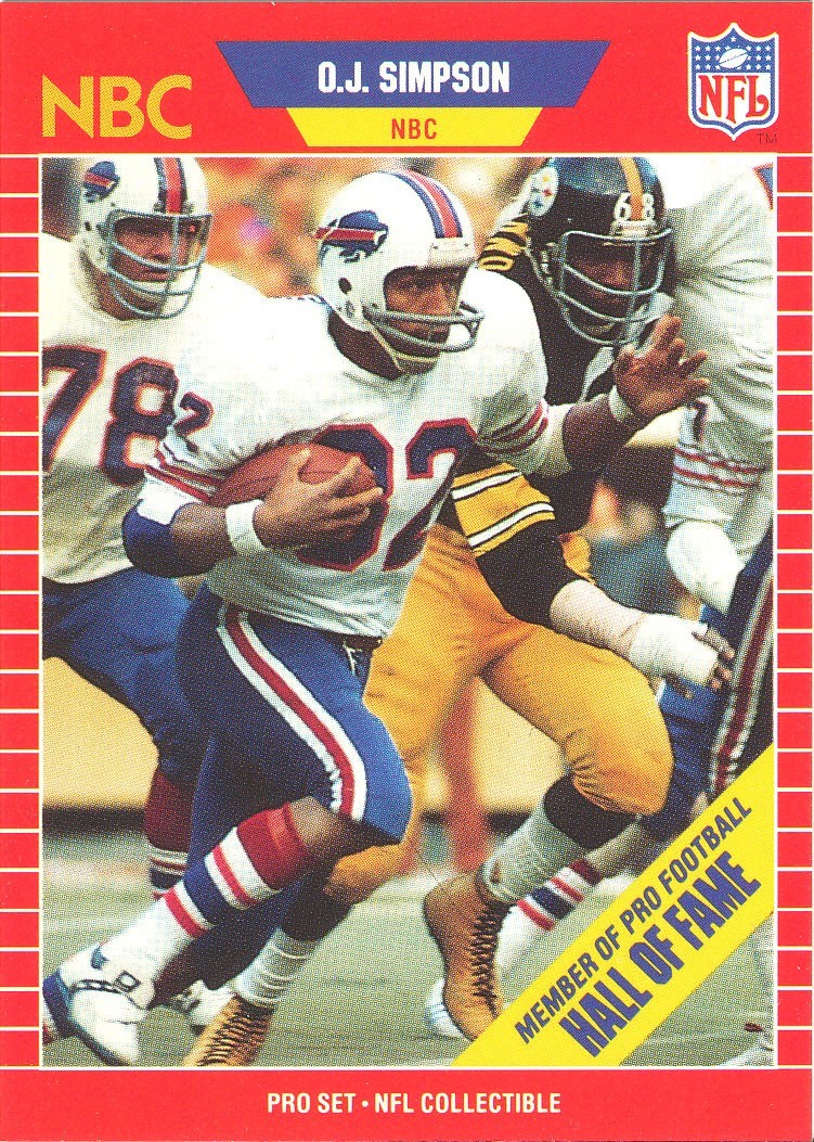 1989 PRO-SET ANNOUNCER O.J. Simpson INSERT BILLS USC Trojans HOF