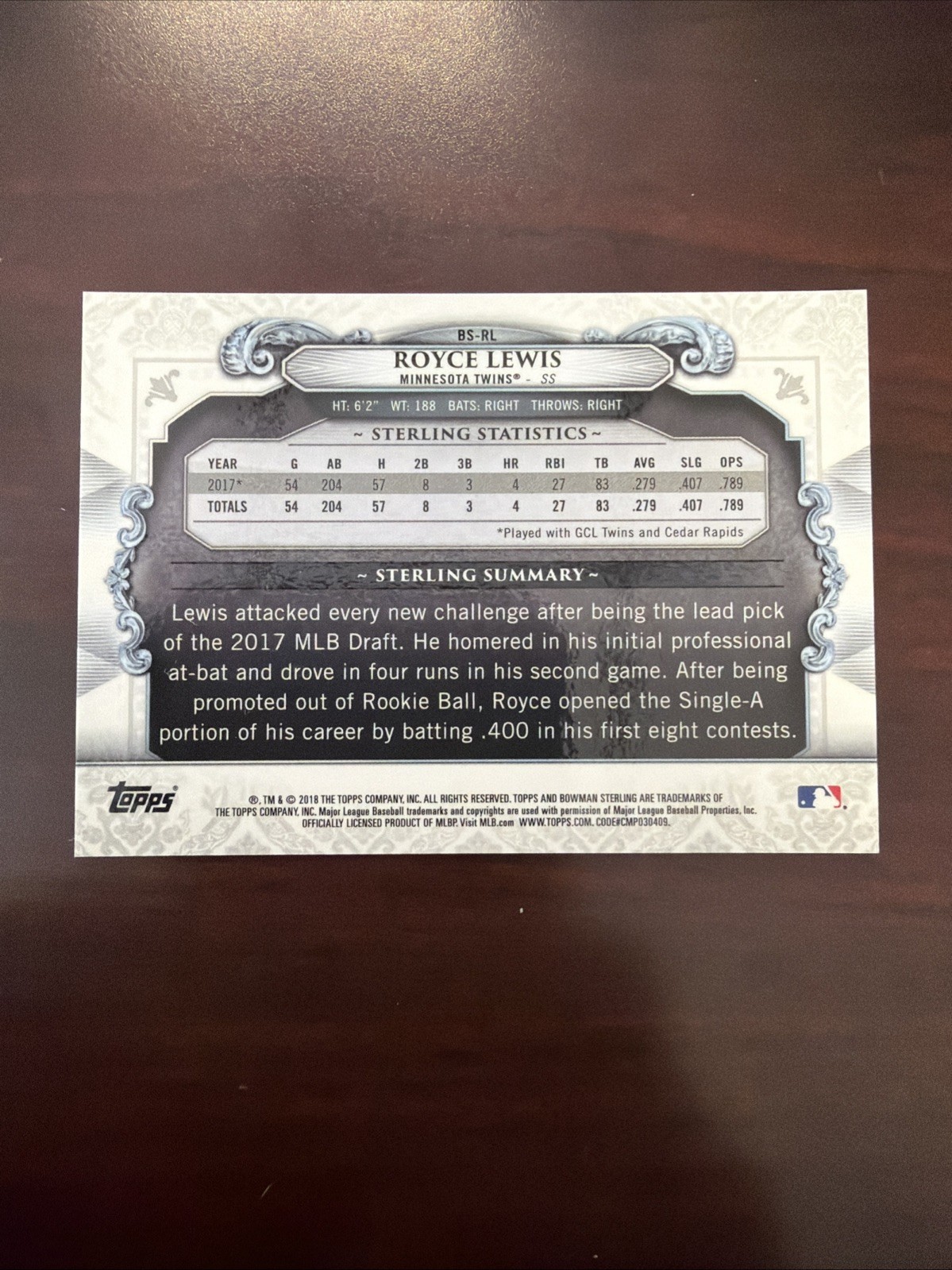 2018 Bowman Chrome – Bowman Sterling Continuity Royce Lewis #BS-RL Atomic…