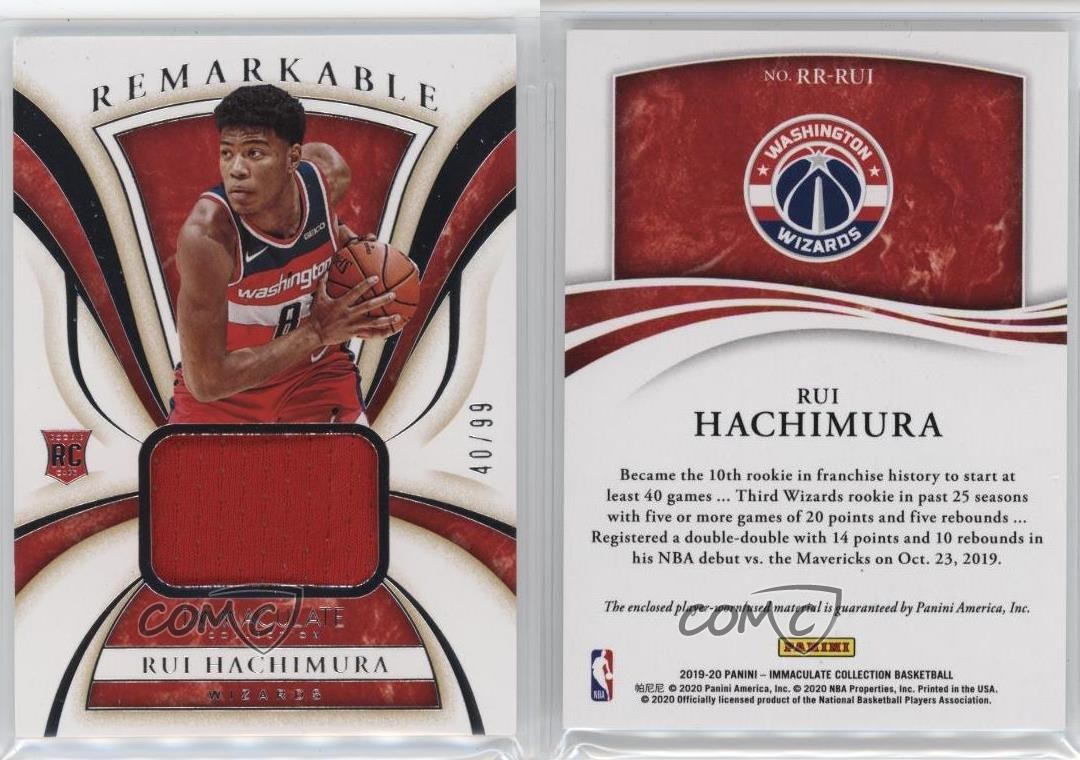 2019-20 Panini Immaculate Remarkable Rookie Jerseys 40/99 Rui Hachimura RC 1pe9