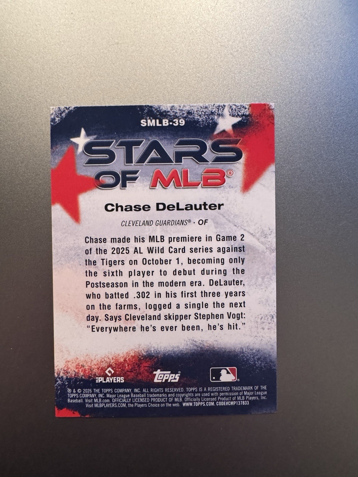 2026 Topps Series 2 Stars of MLB – Chase DeLauter (RC) #SMLB-39 – Guardians