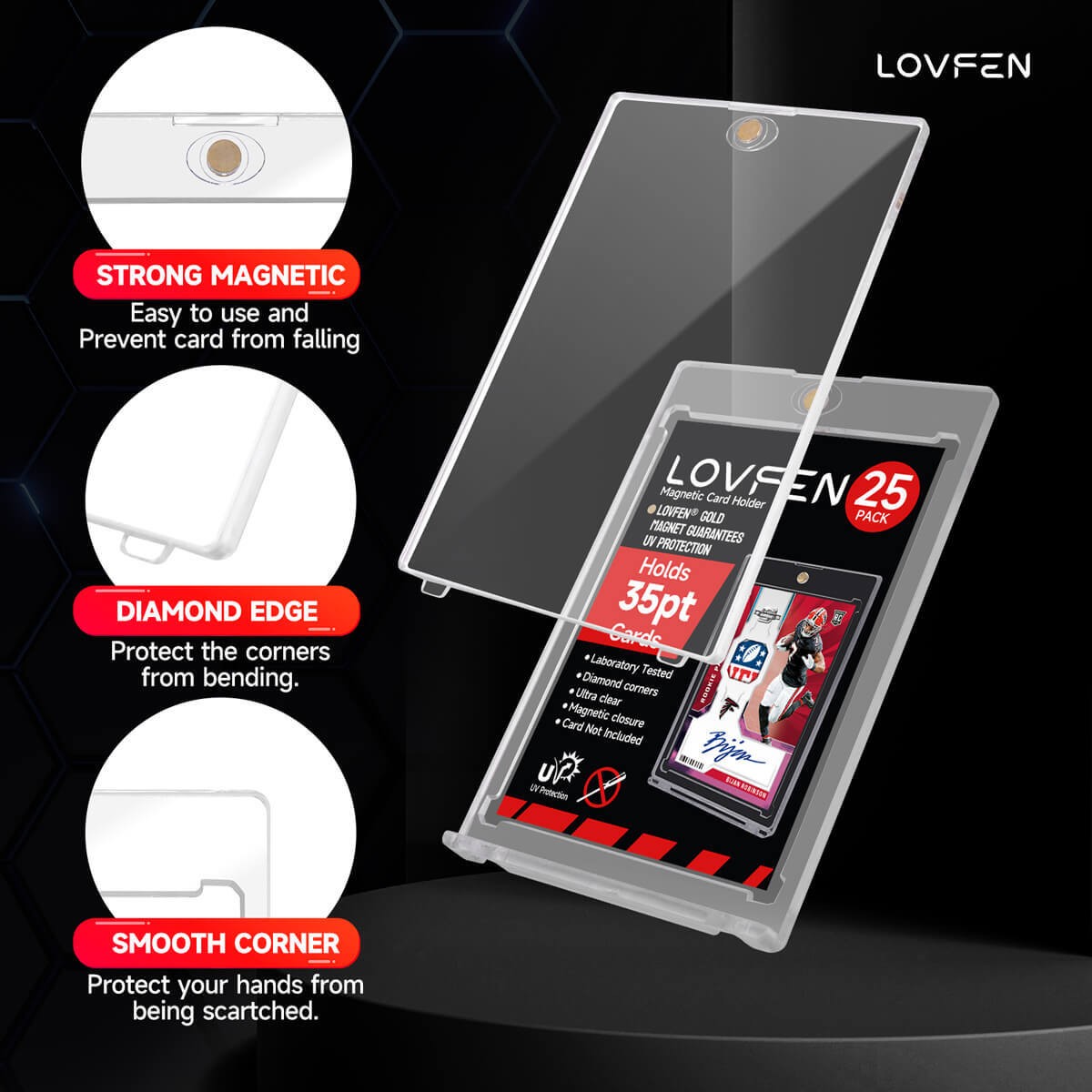 25 Pack Ultra Clear One Touch Magnetic Card Holder For 35PT Trading Sports Cards
