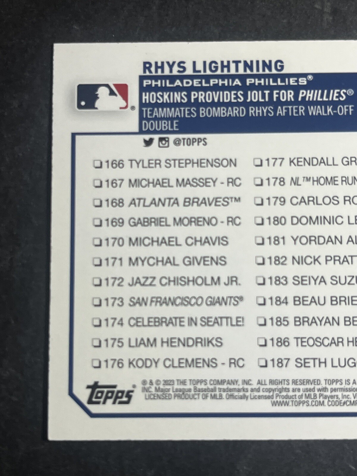 2023 Topps 1st Edition Rhys Lightning #248 Orange Foil /75 – Phillies