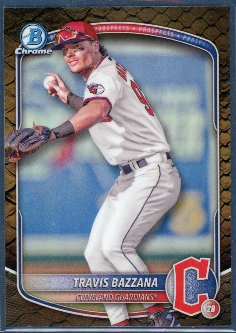 TRAVIS BAZZANA 2025 Bowman Chrome #BCP-131 Reptilian Refractor Prospect