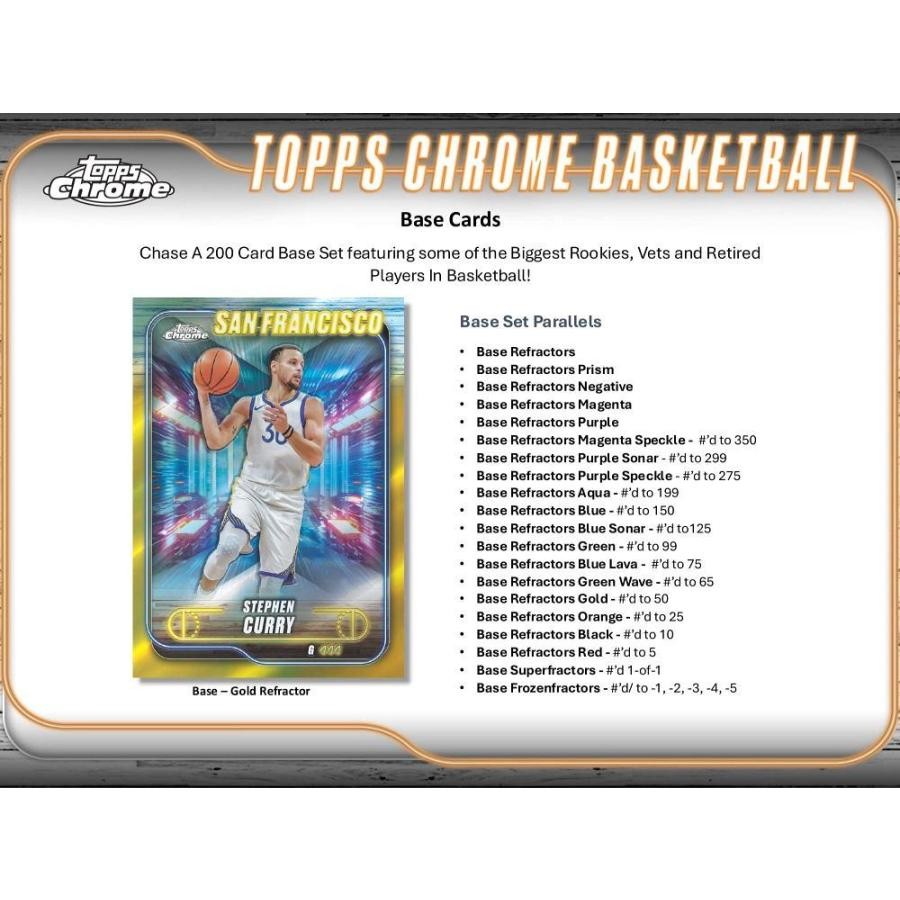 2024/25 Topps Chrome Basketball Hobby Box Factory Sealed