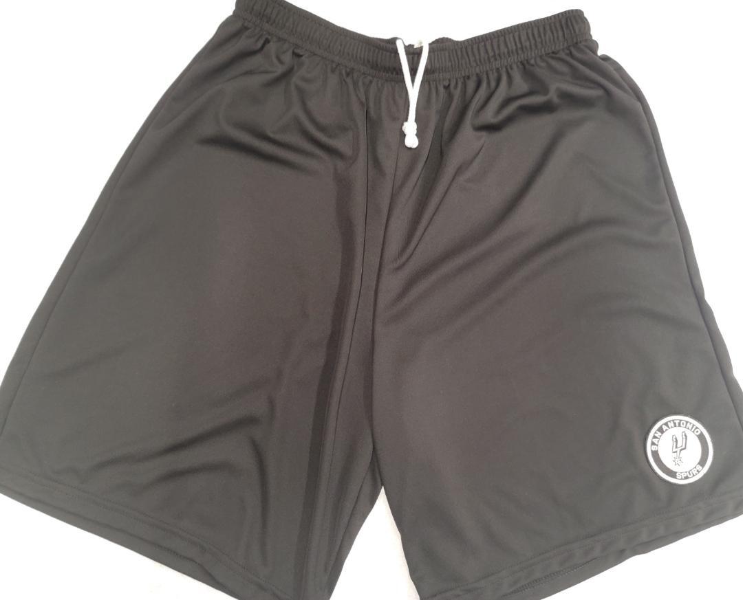 0725 NBA Team Apparel SAN ANTONIO SPURS Polyester Basketball SHORTS Black Silver