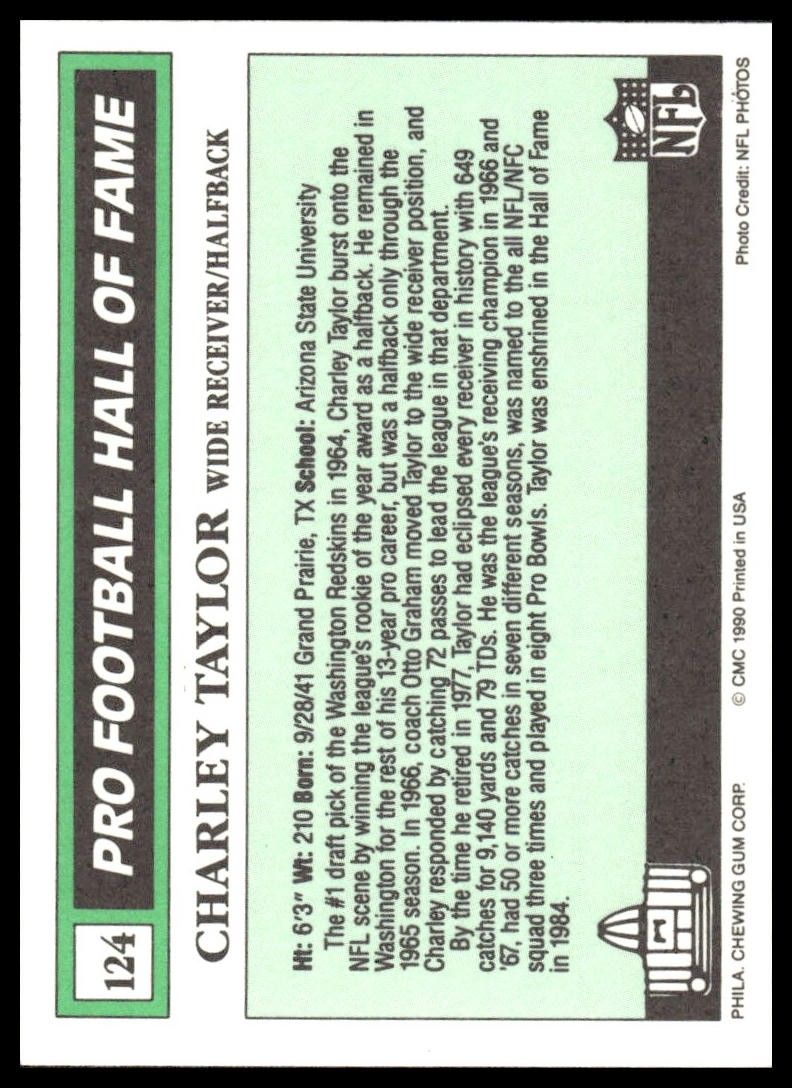 Charley Taylor 1990 Swell Greats #124 Washington Redskins