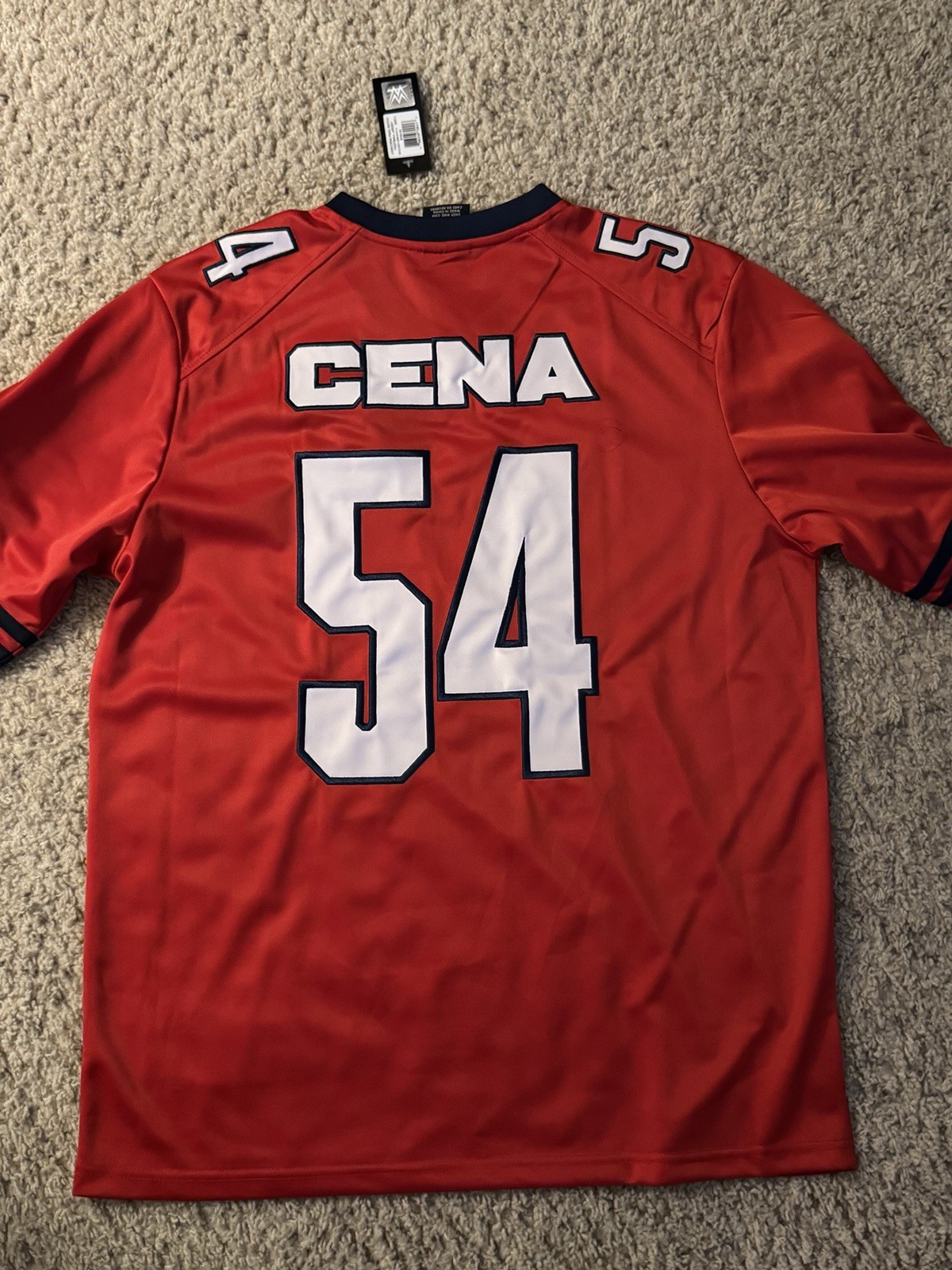 NWT WWE Official John Cena Final Match Football Jersey 54 Washington DC LARGE