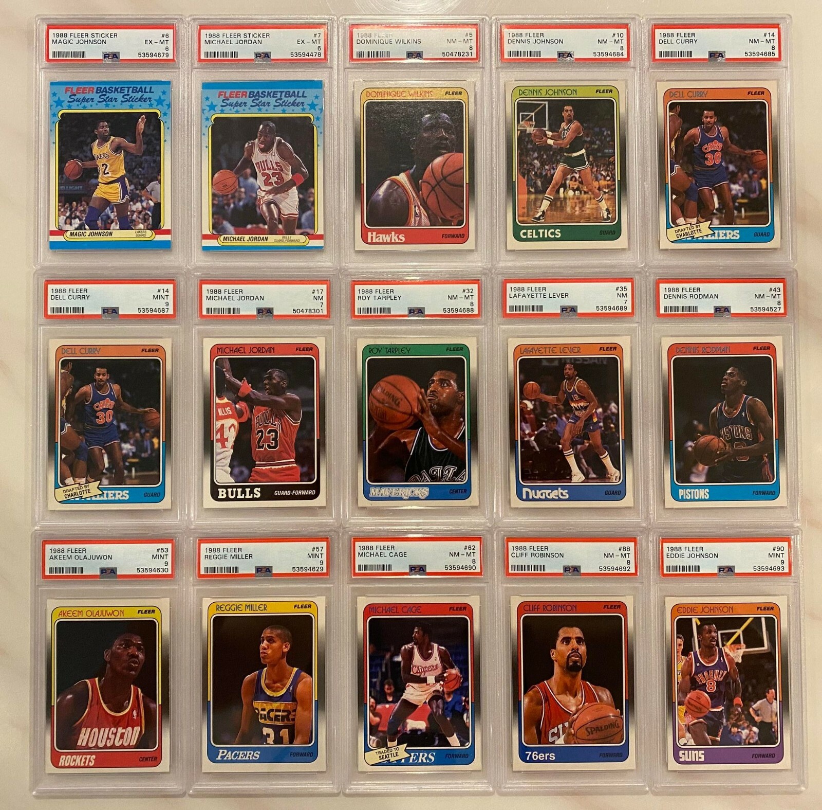 1988 Fleer All-Star Sticker RC Michael Jordan PSA – Complete Your Set – You Pick