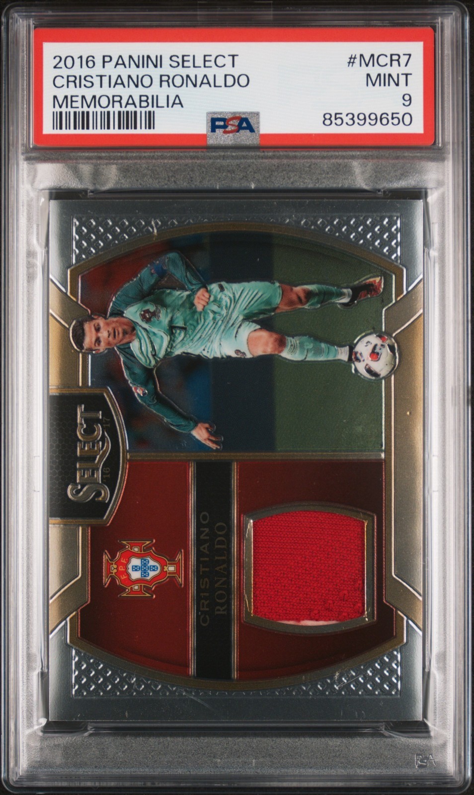 2016-17 PANINI SELECT SOCCER CRISTIANO RONALDO MEMORABILA #M-CR7 PSA 9 PORTUGAL