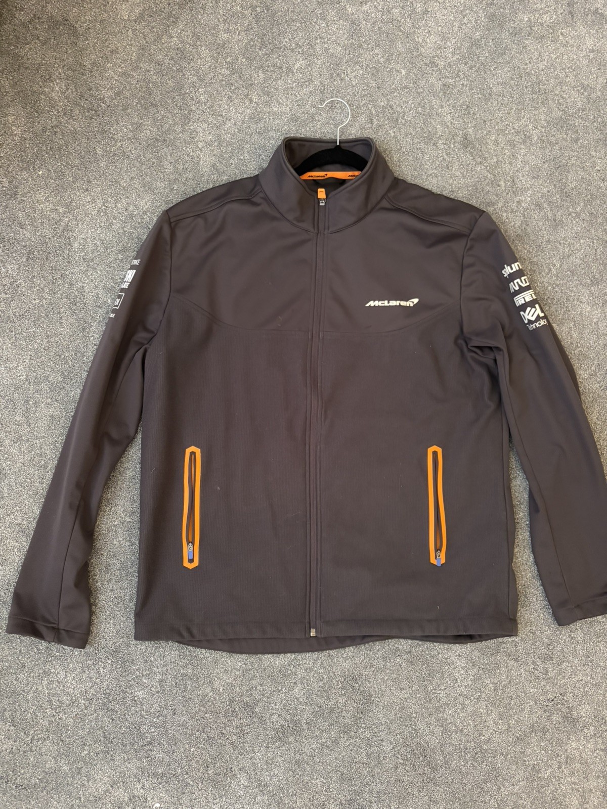 McLaren F1 Team Softshell Jacket – Phantom Grey – Papaya Orange Accents – L