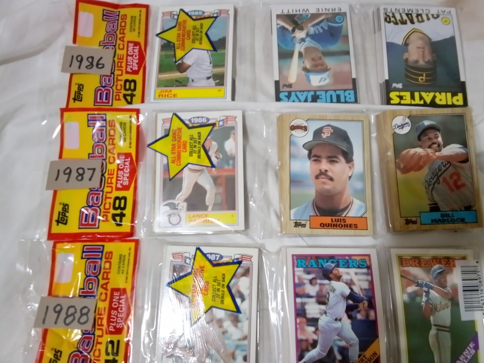 1984-1995 TOPPS BASEBALL CARDS 13 WAX PACKS PLUS 3 RAK PACKS GREAT COLLECTION