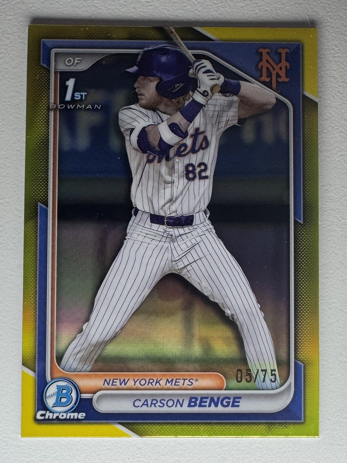 2024 Bowman Draft Chrome Carson Benge Yellow Refractor 5/75
