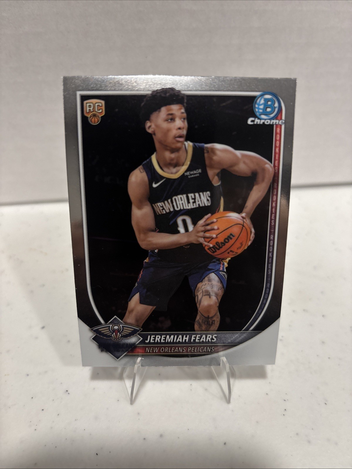 2025-26 Bowman Basketball – Jeremiah Fears- Reptilian Refractor RC – #BCV7
