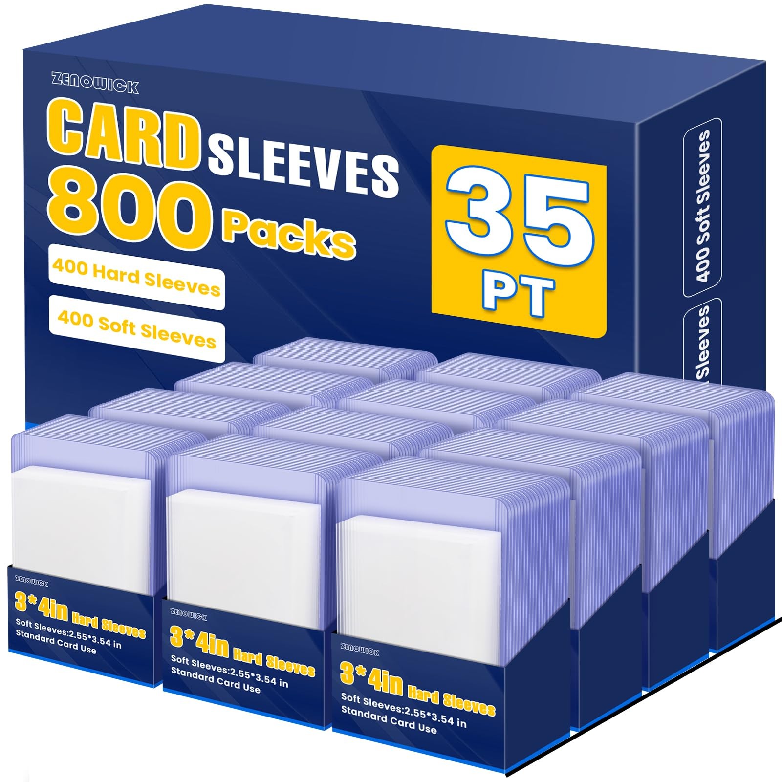 800 Packs Card Sleeves Top Loads for Cards,3″ x 4″ Baseball Card Protectors,T…