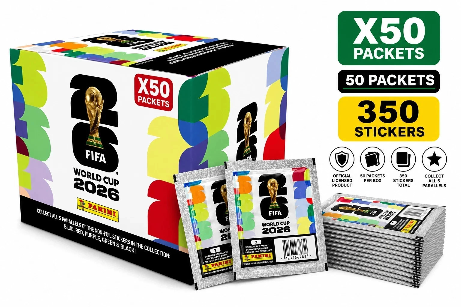 FIFA World Cup 2026 Official Sticker Collection – Sealed 50 Pack Box US