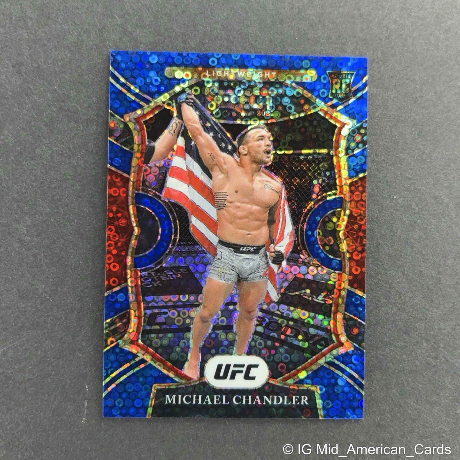 2021 Panini Select UFC #9 Michael Chandler Rookie Blue Disco Prizm /99 (RC)