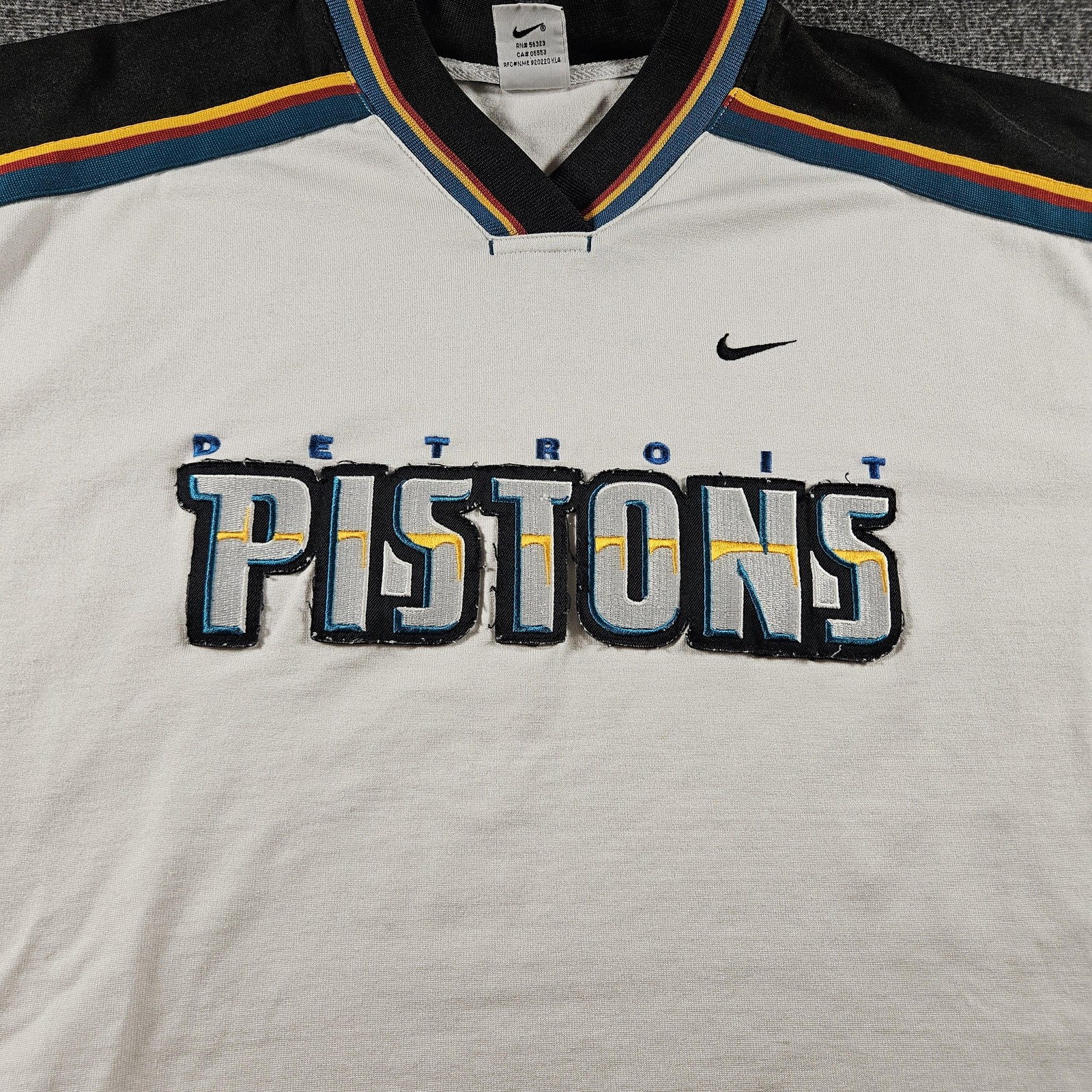Vintage Detroit Pistons Nike Shirt Mens Size L NBA Basketball White Teal Trim