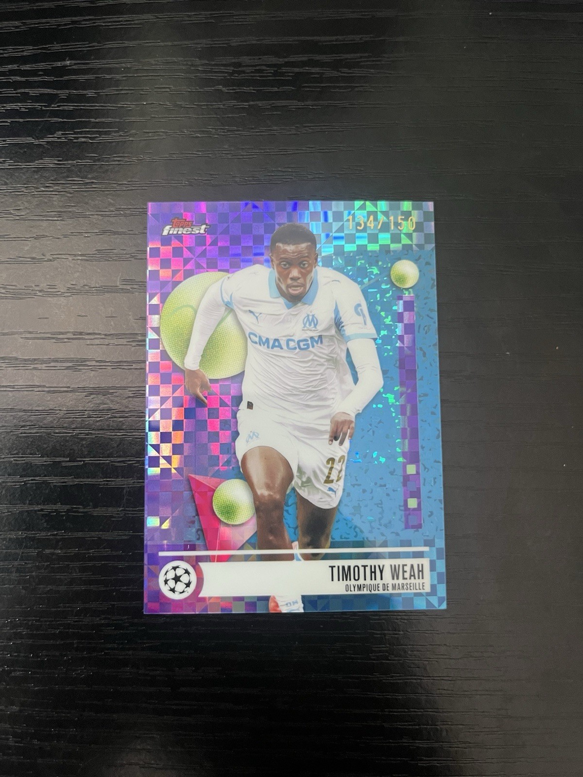 Timothy Weah 2025-26 Topps Finest UCC Common Purple X-Fractor 134/150 #103 USA